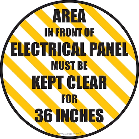 Floor Sign, Rubber, Area In Front Of Electrical Panel Must Be Kept Clear , 17.5in